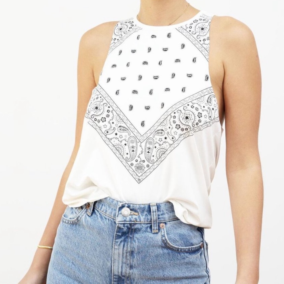 Bandana Western Stretch Tank With Twist Back Nwt